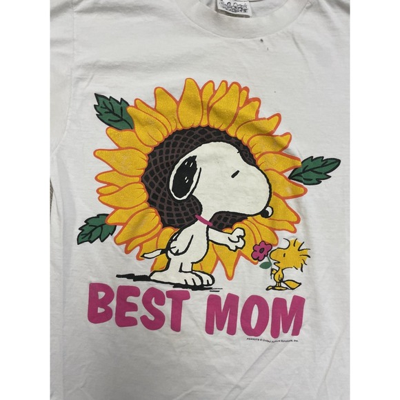 vintage Peanuts best mom shirt mens large white 1990s snoopy - Picture 2 of 10
